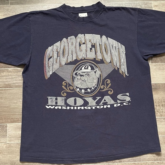 Vintage Georgetown Hoyas Bulldogs T Shirt Single Stitch Washington DC - Picture 3 of 7